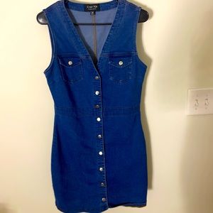 Cute denim button up dress